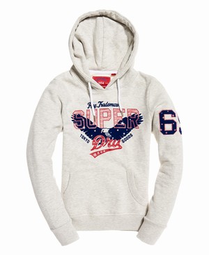 Superdry Eagle Star Flock Női Kapucnis Pulóver Fehér | OPIWF9108